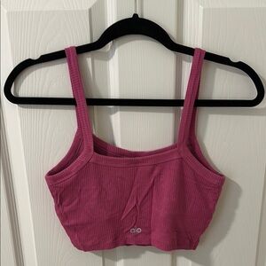 ALO Pink Ribbed Crop Top